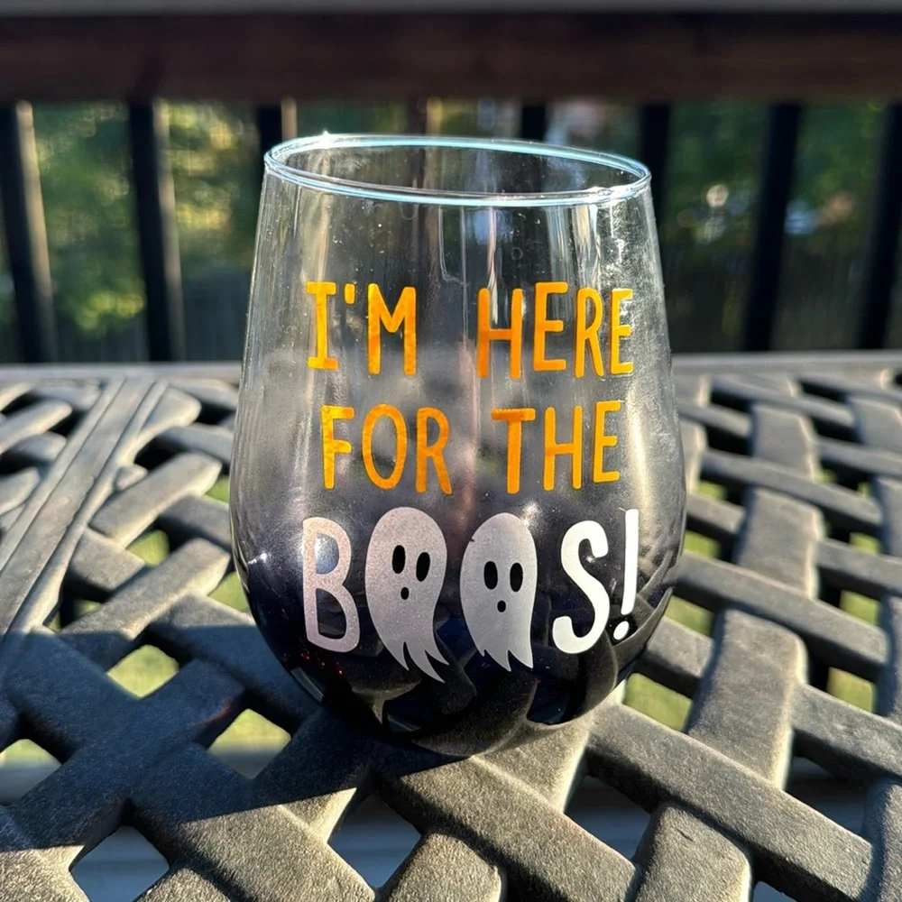 NEW Halloween stemless wine glass “I’m Here for the Boos!”